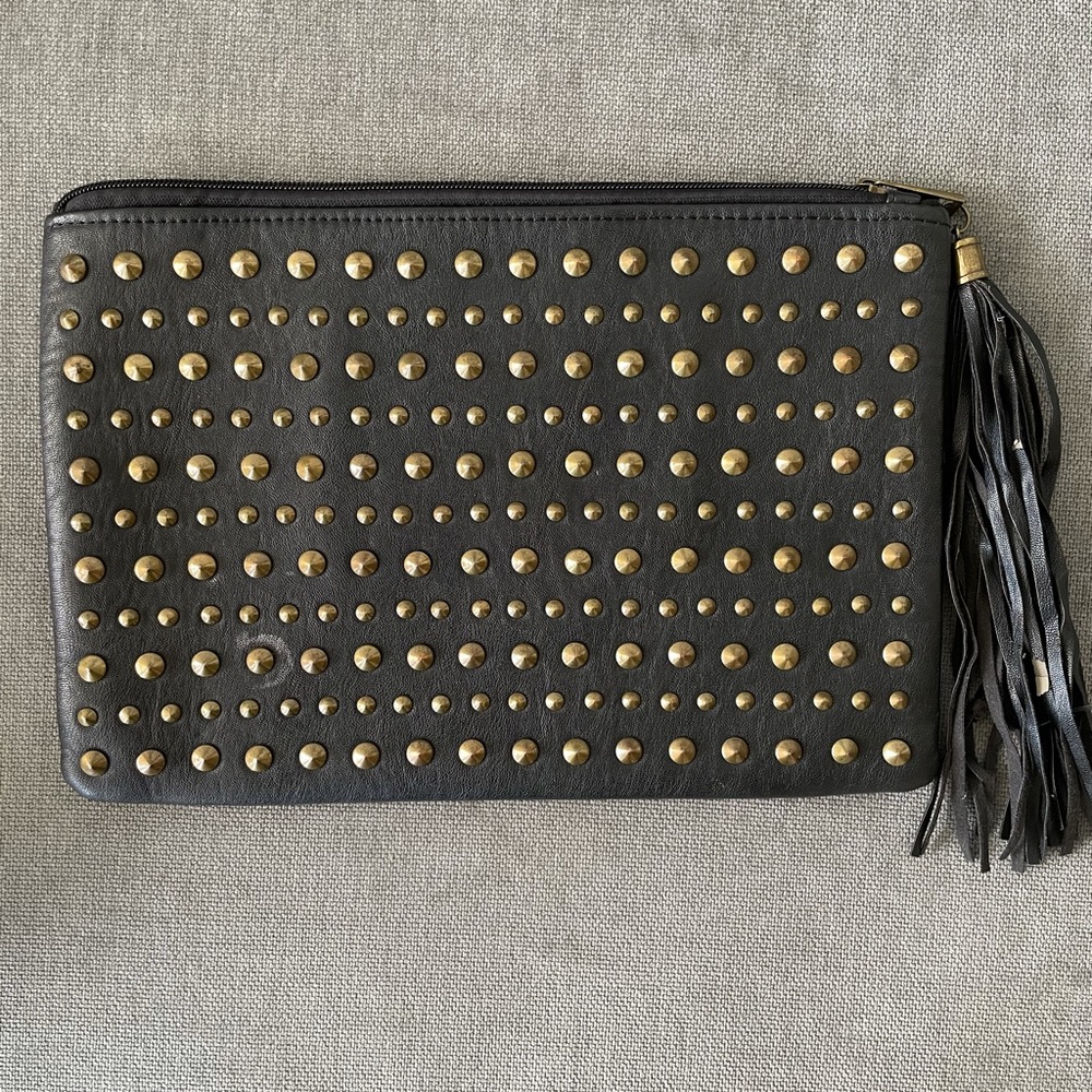 Stylish black faux leather clutch